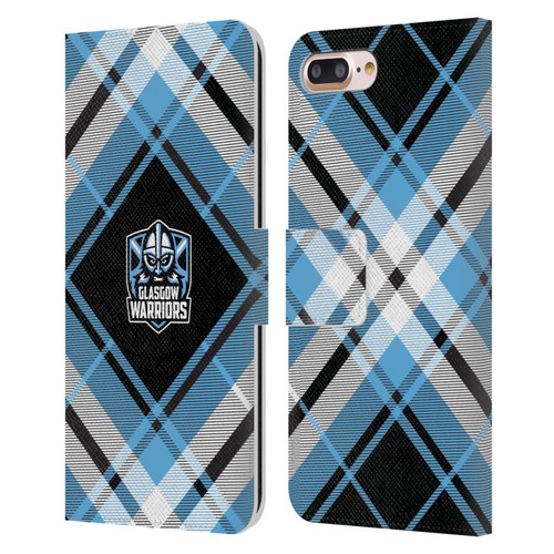 Glasgow Warriors Logo 2 Diagonal Tartan Leather Book Wallet Case Cover For Apple iPhone 7 Plus / iPhone 8 Plus
