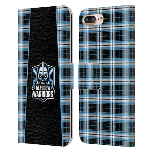 Glasgow Warriors Logo 2 Tartan Leather Book Wallet Case Cover For Apple iPhone 7 Plus / iPhone 8 Plus
