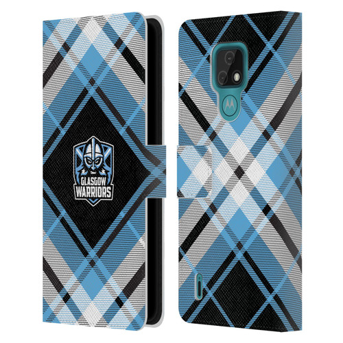 Glasgow Warriors Logo 2 Diagonal Tartan Leather Book Wallet Case Cover For Motorola Moto E7