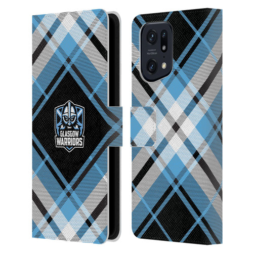 Glasgow Warriors Logo 2 Diagonal Tartan Leather Book Wallet Case Cover For OPPO Find X5 Pro