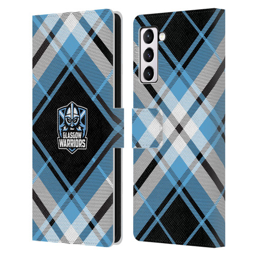 Glasgow Warriors Logo 2 Diagonal Tartan Leather Book Wallet Case Cover For Samsung Galaxy S21+ 5G