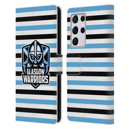 Glasgow Warriors Logo 2 Stripes 2 Leather Book Wallet Case Cover For Samsung Galaxy S21 Ultra 5G