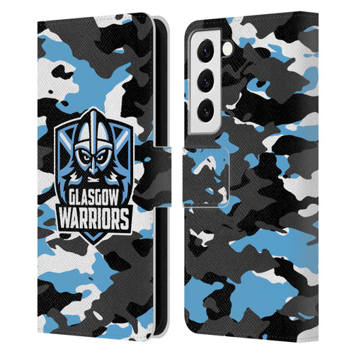 Glasgow Warriors Logo 2 Camouflage Leather Book Wallet Case Cover For Samsung Galaxy S22 5G