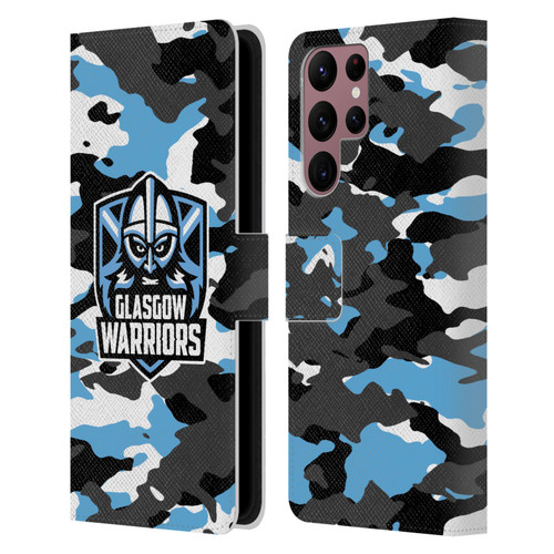 Glasgow Warriors Logo 2 Camouflage Leather Book Wallet Case Cover For Samsung Galaxy S22 Ultra 5G