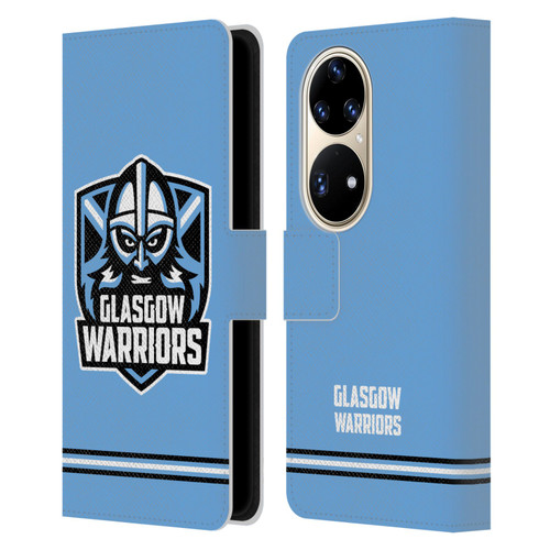 Glasgow Warriors Logo Stripes Blue Leather Book Wallet Case Cover For Huawei P50 Pro
