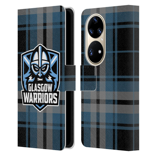 Glasgow Warriors Logo Tartan Leather Book Wallet Case Cover For Huawei P50 Pro