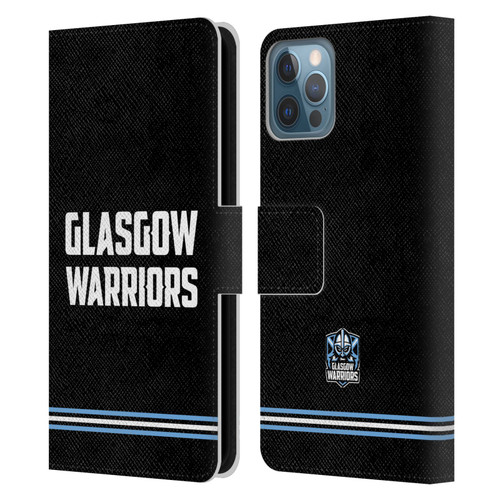 Glasgow Warriors Logo Text Type Black Leather Book Wallet Case Cover For Apple iPhone 12 / iPhone 12 Pro