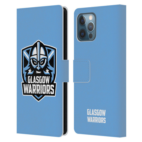 Glasgow Warriors Logo Plain Blue Leather Book Wallet Case Cover For Apple iPhone 12 Pro Max