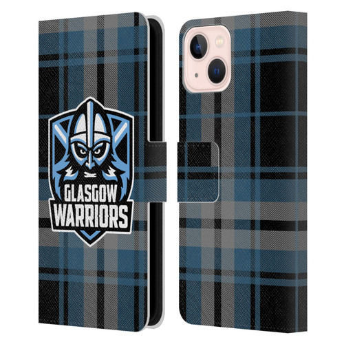 Glasgow Warriors Logo Tartan Leather Book Wallet Case Cover For Apple iPhone 13