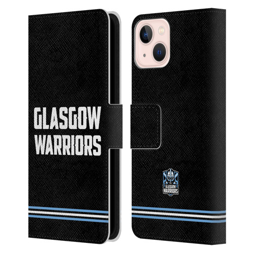 Glasgow Warriors Logo Text Type Black Leather Book Wallet Case Cover For Apple iPhone 13