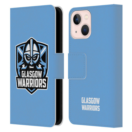 Glasgow Warriors Logo Plain Blue Leather Book Wallet Case Cover For Apple iPhone 13 Mini