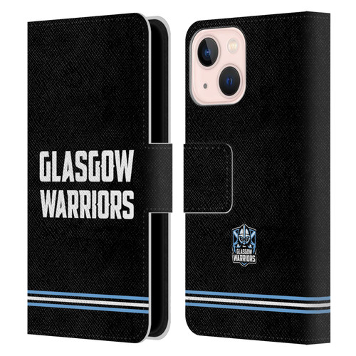 Glasgow Warriors Logo Text Type Black Leather Book Wallet Case Cover For Apple iPhone 13 Mini