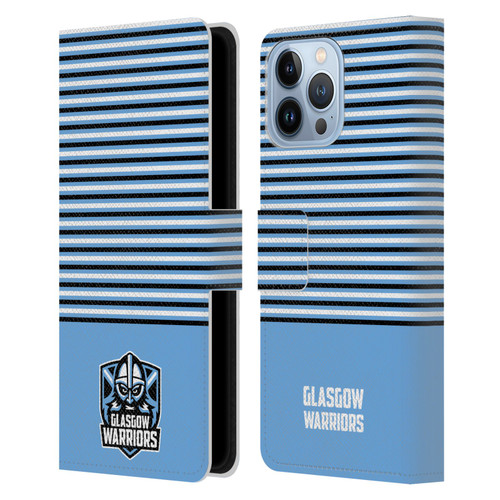 Glasgow Warriors Logo Stripes Blue 2 Leather Book Wallet Case Cover For Apple iPhone 13 Pro Max