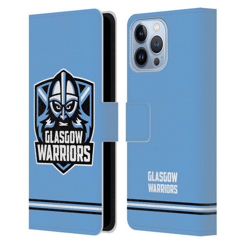 Glasgow Warriors Logo Stripes Blue Leather Book Wallet Case Cover For Apple iPhone 13 Pro Max