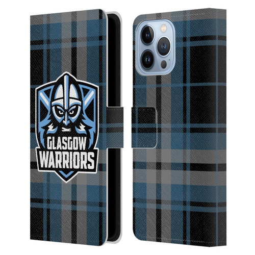 Glasgow Warriors Logo Tartan Leather Book Wallet Case Cover For Apple iPhone 13 Pro Max