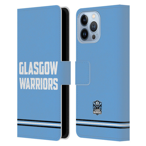Glasgow Warriors Logo Text Type Blue Leather Book Wallet Case Cover For Apple iPhone 13 Pro Max