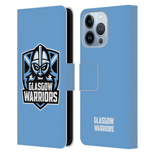 Glasgow Warriors Logo Plain Blue Leather Book Wallet Case Cover For Apple iPhone 13 Pro