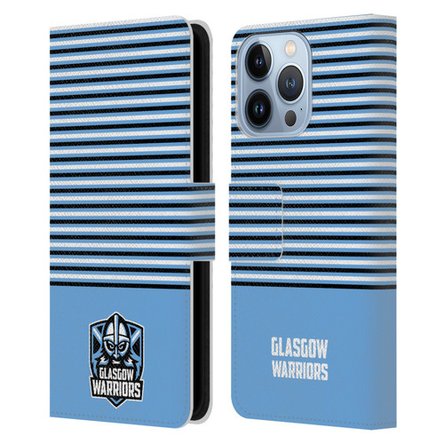 Glasgow Warriors Logo Stripes Blue 2 Leather Book Wallet Case Cover For Apple iPhone 13 Pro