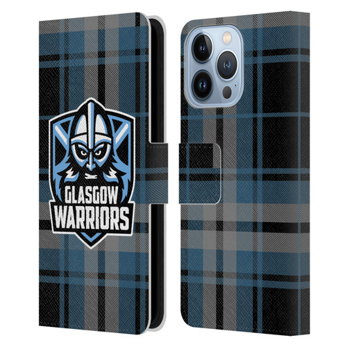 Glasgow Warriors Logo Tartan Leather Book Wallet Case Cover For Apple iPhone 13 Pro