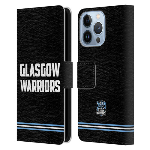 Glasgow Warriors Logo Text Type Black Leather Book Wallet Case Cover For Apple iPhone 13 Pro