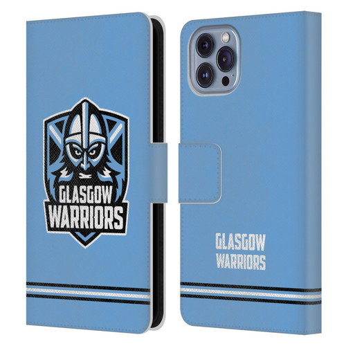 Glasgow Warriors Logo Stripes Blue Leather Book Wallet Case Cover For Apple iPhone 14