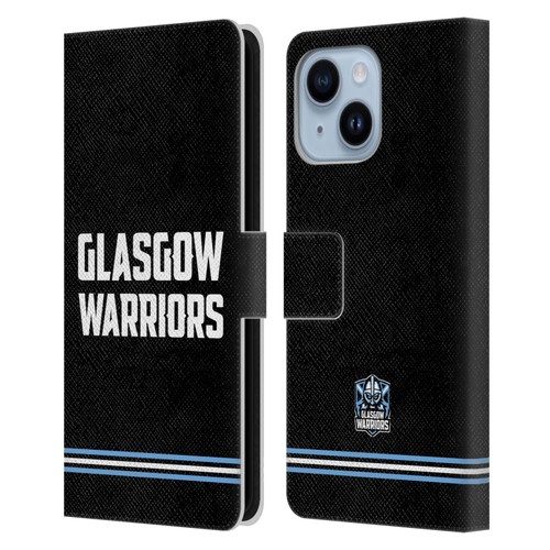Glasgow Warriors Logo Text Type Black Leather Book Wallet Case Cover For Apple iPhone 14 Plus