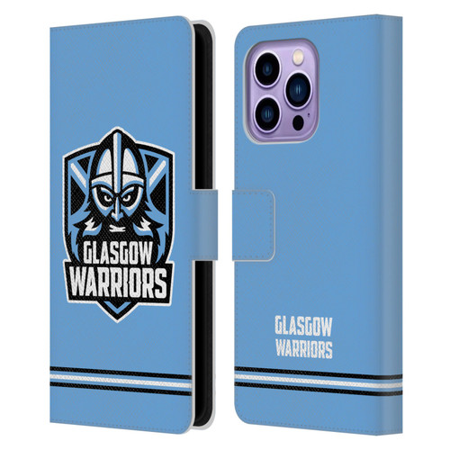 Glasgow Warriors Logo Stripes Blue Leather Book Wallet Case Cover For Apple iPhone 14 Pro Max