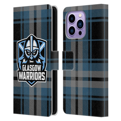 Glasgow Warriors Logo Tartan Leather Book Wallet Case Cover For Apple iPhone 14 Pro Max