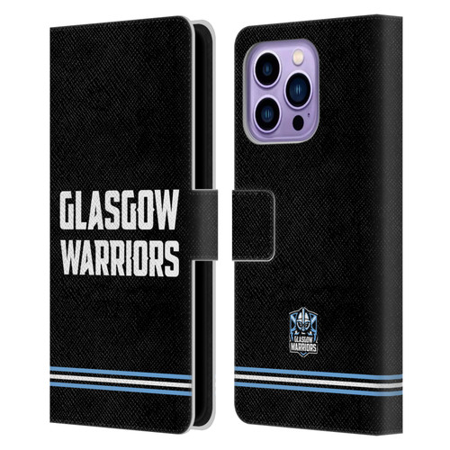 Glasgow Warriors Logo Text Type Black Leather Book Wallet Case Cover For Apple iPhone 14 Pro Max