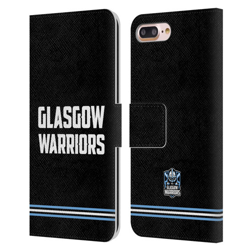 Glasgow Warriors Logo Text Type Black Leather Book Wallet Case Cover For Apple iPhone 7 Plus / iPhone 8 Plus