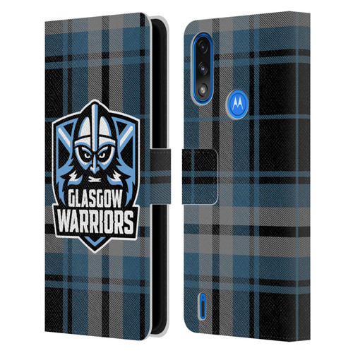 Glasgow Warriors Logo Tartan Leather Book Wallet Case Cover For Motorola Moto E7 Power / Moto E7i Power