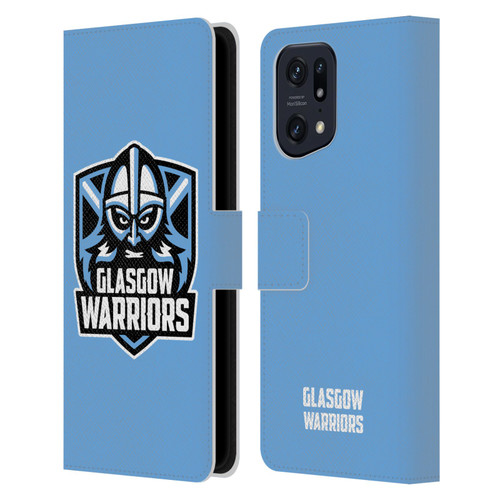 Glasgow Warriors Logo Plain Blue Leather Book Wallet Case Cover For OPPO Find X5