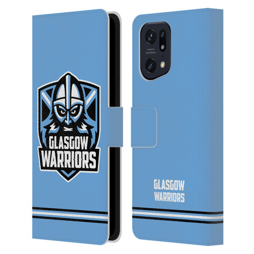 Glasgow Warriors Logo Stripes Blue Leather Book Wallet Case Cover For OPPO Find X5