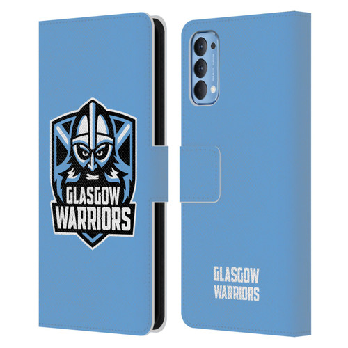 Glasgow Warriors Logo Plain Blue Leather Book Wallet Case Cover For OPPO Reno 4 5G