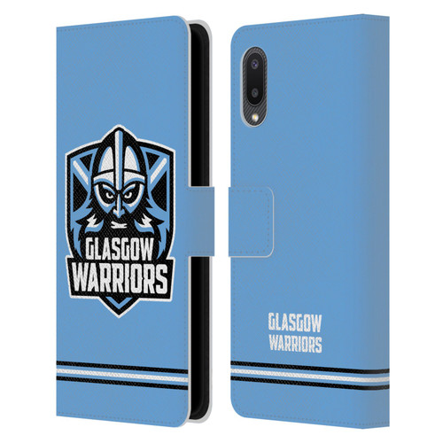 Glasgow Warriors Logo Stripes Blue Leather Book Wallet Case Cover For Samsung Galaxy A02/M02 (2021)