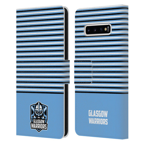 Glasgow Warriors Logo Stripes Blue 2 Leather Book Wallet Case Cover For Samsung Galaxy S10+ / S10 Plus