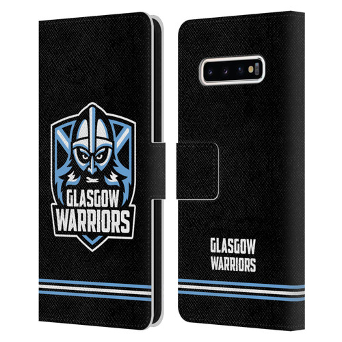 Glasgow Warriors Logo Stripes Black Leather Book Wallet Case Cover For Samsung Galaxy S10+ / S10 Plus