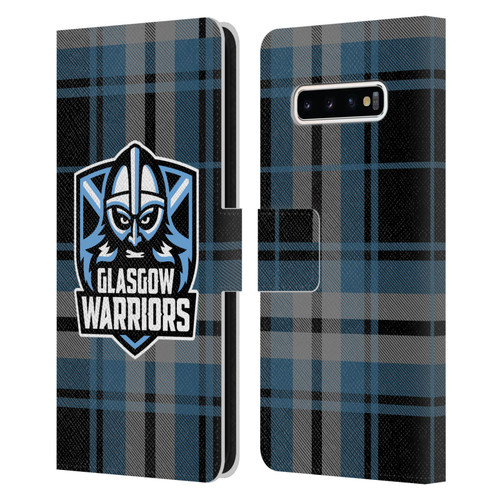 Glasgow Warriors Logo Tartan Leather Book Wallet Case Cover For Samsung Galaxy S10+ / S10 Plus