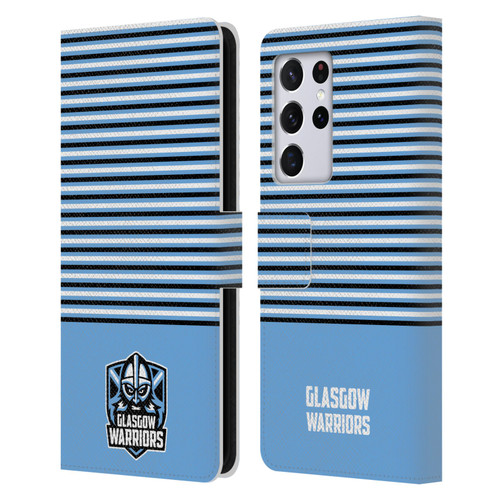 Glasgow Warriors Logo Stripes Blue 2 Leather Book Wallet Case Cover For Samsung Galaxy S21 Ultra 5G