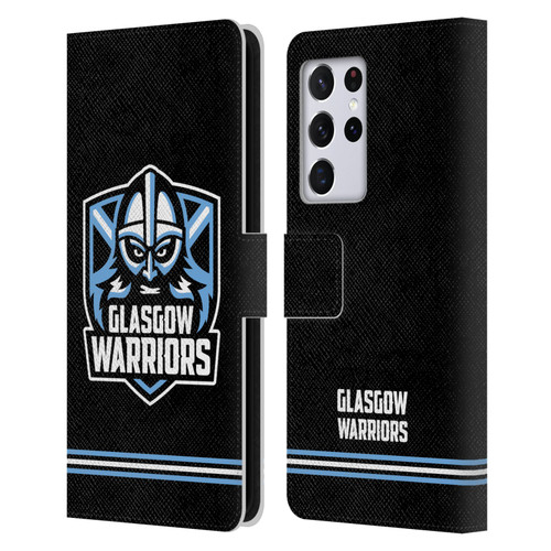 Glasgow Warriors Logo Stripes Black Leather Book Wallet Case Cover For Samsung Galaxy S21 Ultra 5G