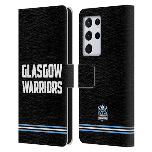 Glasgow Warriors Logo Text Type Black Leather Book Wallet Case Cover For Samsung Galaxy S21 Ultra 5G