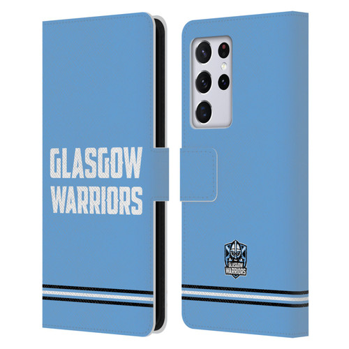 Glasgow Warriors Logo Text Type Blue Leather Book Wallet Case Cover For Samsung Galaxy S21 Ultra 5G