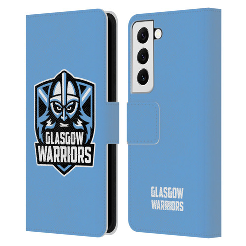 Glasgow Warriors Logo Plain Blue Leather Book Wallet Case Cover For Samsung Galaxy S22 5G