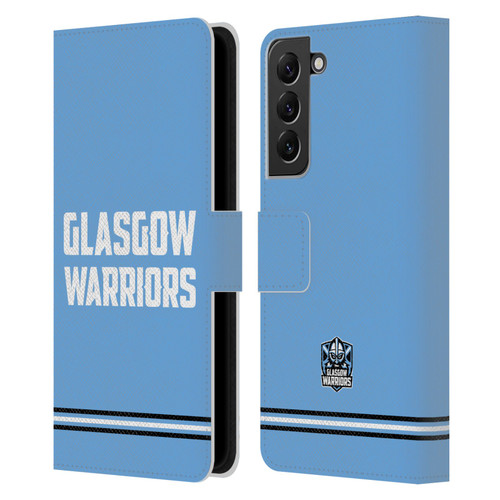 Glasgow Warriors Logo Text Type Blue Leather Book Wallet Case Cover For Samsung Galaxy S22+ 5G