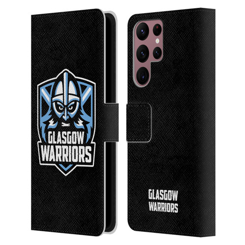 Glasgow Warriors Logo Plain Black Leather Book Wallet Case Cover For Samsung Galaxy S22 Ultra 5G