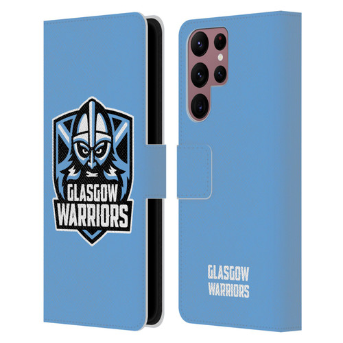 Glasgow Warriors Logo Plain Blue Leather Book Wallet Case Cover For Samsung Galaxy S22 Ultra 5G
