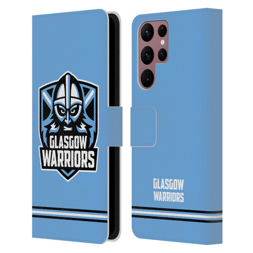 Glasgow Warriors Logo Stripes Blue Leather Book Wallet Case Cover For Samsung Galaxy S22 Ultra 5G