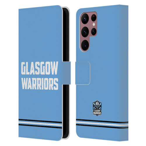Glasgow Warriors Logo Text Type Blue Leather Book Wallet Case Cover For Samsung Galaxy S22 Ultra 5G