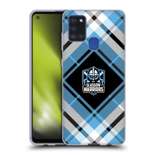Glasgow Warriors Logo 2 Diagonal Tartan Soft Gel Case for Samsung Galaxy A21s (2020)