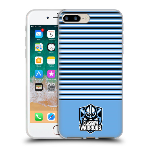 Glasgow Warriors Logo Stripes Blue 2 Soft Gel Case for Apple iPhone 7 Plus / iPhone 8 Plus